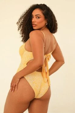 Saltwater Thigh High Cut One Piece -Dippin Daisys Shop D1908JMNLC GLDT saltwater one piece golden ditsy 3