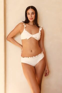 Kiara Ruffled Moderate Bikini Bottom -Dippin Daisys Shop D3150JCHLD DOVE kiara bottom dove 4