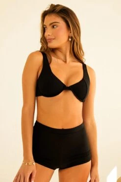 Farrah Elastic Waist Booty Short -Dippin Daisys Shop D3251JRMSC BLK farrah short black 1