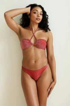 Amalfi String Tie Bandeau Bikini Top -Dippin Daisys Shop D4156 FLME amalfi top flame 4