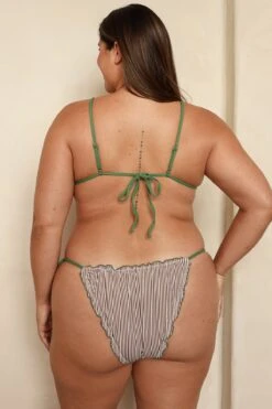 Cassie Triangle Bikini Top -Dippin Daisys Shop D4315 CSEG cassie top cocoa stripe elm green 7