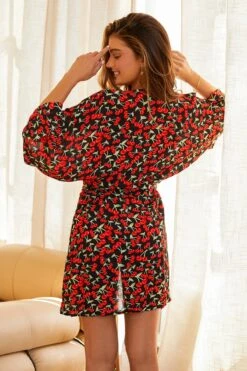 Marilyn Cover-Up Belted Robe -Dippin Daisys Shop D5150JCROD CHER marilyn robe cherise 4