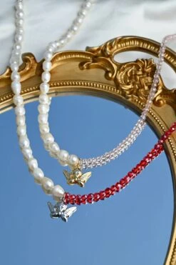 Dreamsbaby Jewels X Dippin Daisys Silver Cherub Necklace 7 Dreamsbaby Jewels X Dippin Daisys Silver Cherub Necklace -Dippin Daisys Shop DDBJCN RED silver cherub necklace red 2