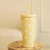Daisy Printed Tumbler -Dippin Daisys Shop DDTMBLR VNLA daisy printed tumbler vanilla 1